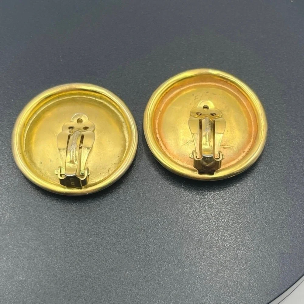 Robert Lee Morris RLM Signed Vintage Gold Tone Round Dome Clip-On Earrings